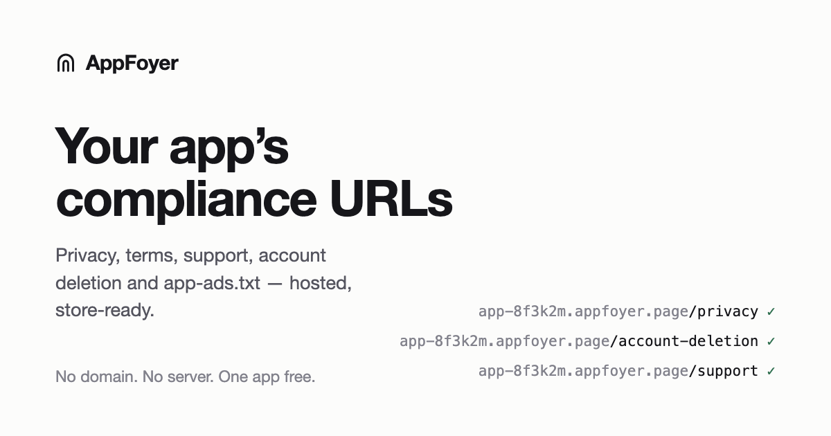 AppFoyer - hosted compliance pages for mobile apps, so you don't buy a domain just to pass store rev